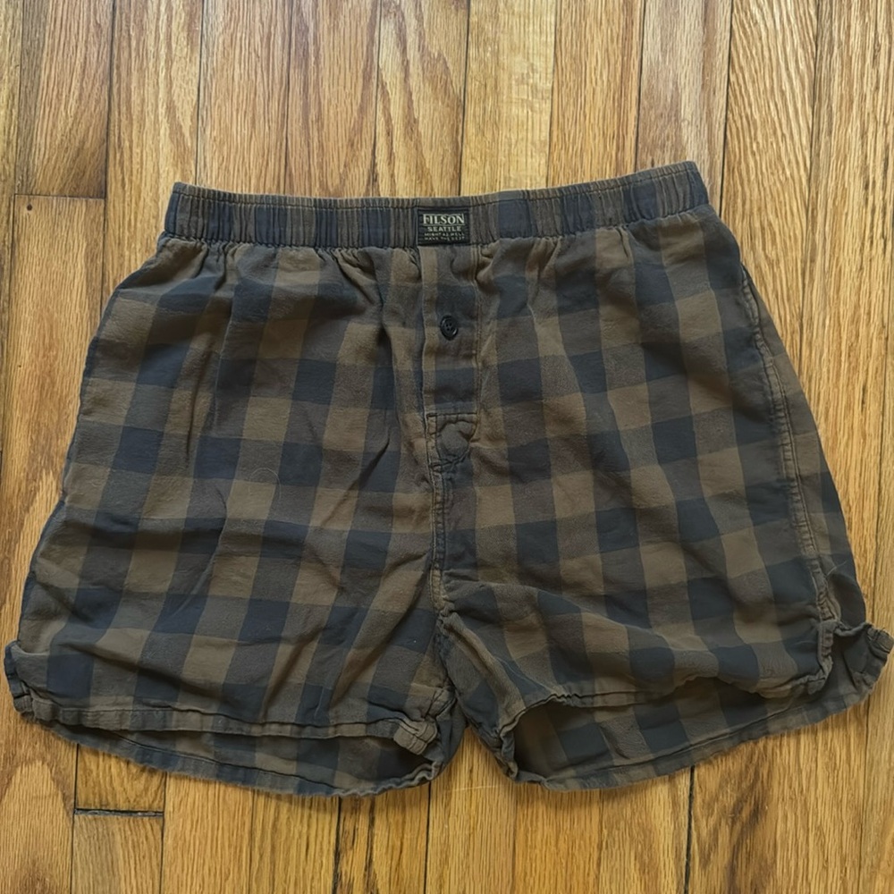 Filson cotton plaid brown shorts S